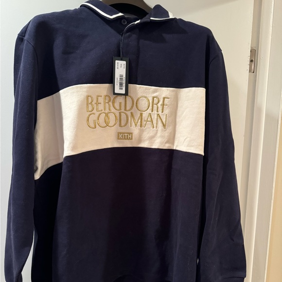 Kith Other - Kith X Bergdorf Goodman Navy White Gold Pullover Sweatshirt Rugby XXL